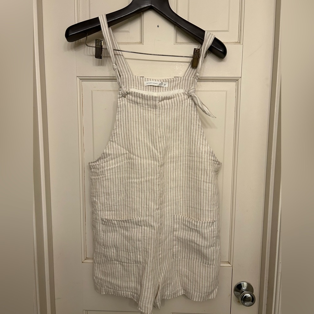 Altar'd State Cream Striped Jumpsuit